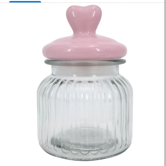 Other - Pink Heart Lid Glass Jar